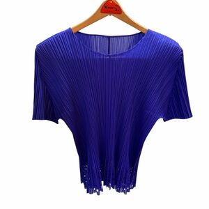 Issey Miyake Pleats Please blue top